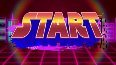 Kırmızı uzayda her şeye baştan başlama animasyonu. bilgisayar, oyunlar ve teknoloji konsepti dijital olarak oluşturuldu.