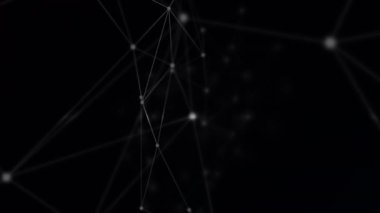 Siyah arkaplan üzerindeki bağlantı ağlarının animasyonu. küresel bağlantılar, veri işleme ve dijital arayüz konsepti dijital olarak oluşturulmuş video.