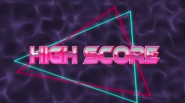 Dijital uzayda yüksek skorun animasyonu. bilgisayar, oyunlar ve teknoloji konsepti dijital olarak oluşturuldu.
