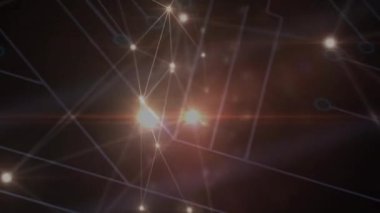 Siyah arkaplan üzerindeki bağlantı ağlarının animasyonu. küresel bağlantılar, veri işleme ve dijital arayüz konsepti dijital olarak oluşturulmuş video.