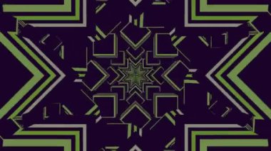 Koyu arkaplan üzerinde hareket eden yeşil kaleydoskopik şekiller üzerinde wow metnin animasyonu. Video oyunu, eğlence ve dijital arayüz kavramı dijital olarak oluşturuldu.