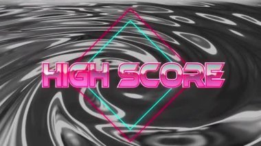 Dijital uzayda yüksek skorun animasyonu. bilgisayar, oyunlar ve teknoloji konsepti dijital olarak oluşturuldu.