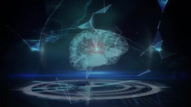 Siyah arkaplanda bağlantı ağı ve dünya animasyonu. küresel iş, bağlantılar ve dijital arayüz konsepti dijital olarak oluşturulmuş video.