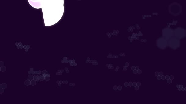 Анімація Початкового Тексту Над Рухомими Молекулами Темному Фоні Відеогра Розваги — стокове відео