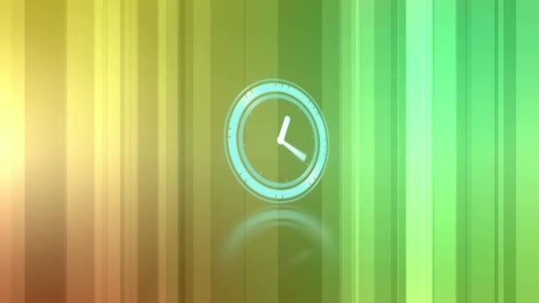 Neon Green Digital Clock Ticking Yellow Green Gradient Stridient Striped — стоковое видео