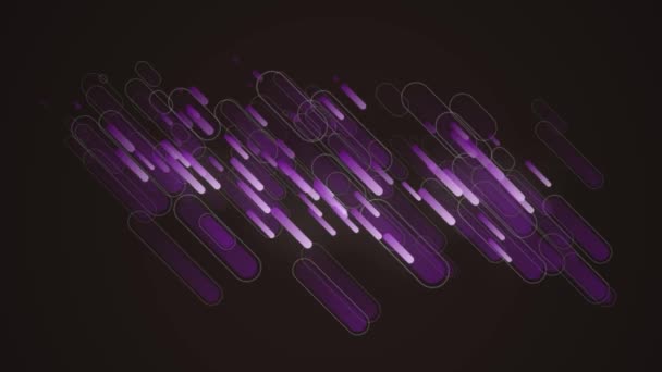 Animación Senderos Luz Púrpura Movimiento Sobre Fondo Negro Tecnología Interfaz — Vídeo de stock