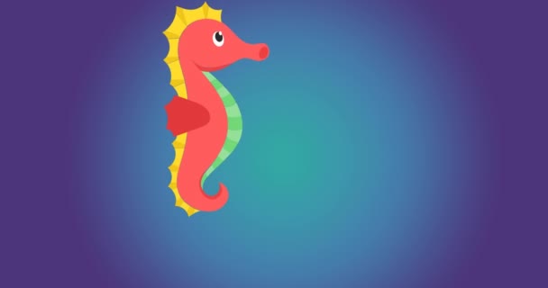 Animation Seahorse Blue Background Nature Pattern Colour Movement Concept Digitally — Stock Video