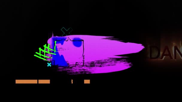 Анимация Красочных Абстрактных Форм Букв Черном Фоне Концепция Цифрового Интерфейса — стоковое видео