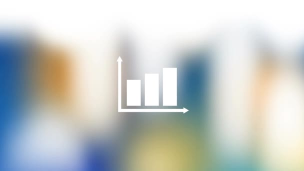 Bar Graph Icon Abstract Colorful Shapes Blurred Background Abstract Background — Stock Video