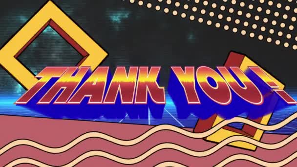 Animation Thank You Squares Waves Digital Abstract Space Computer Games — Stock Video