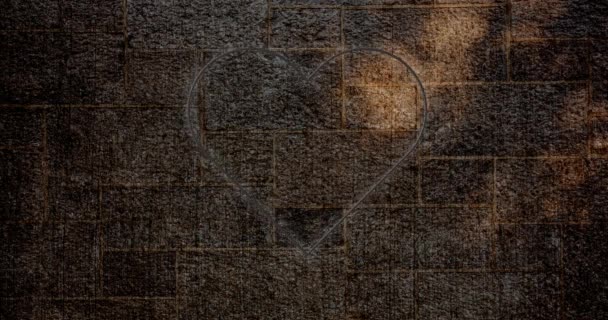 Анимация Мерцающей Иконки Неонового Сердца Кирпичной Стене Социальные Медиа Коммуникационная — стоковое видео