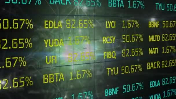 Borsa Ekranındaki Bağlantı Ağının Finansal Verilerinin Animasyonu Küresel Ağlar Bağlantılar — Stok video
