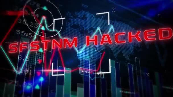Animación Del Sistema Hackeado Texto Procesamiento Datos Sobre Fondo Negro — Vídeo de stock
