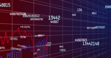 Finansal veri işleme resmi. küresel iş, finans, dijital arayüz ve bağlantılar konsepti dijital olarak oluşturulmuş görüntü.