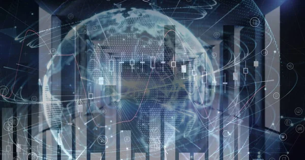Bild Finansiell Databehandling Över Hela Världen Och Datorservrar Globala Finanser — Stockfoto