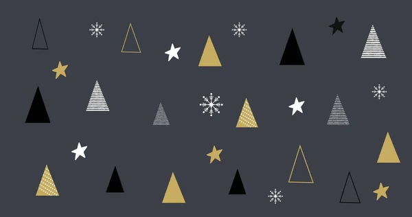 Bild Von Reihen Von Weihnachtsschmuck Mit Flackernden Sternen Und Weihnachtsbäumen — Stockfoto