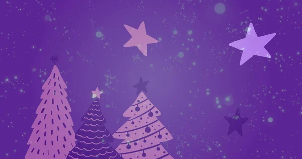 暗い背景に星やクリスマスツリーパターンのイメージ クリスマス お祝いのコンセプトをデジタルで — ストック写真