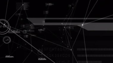 Siyah arka planda bağlantı ağının ve veri işleme ağının animasyonu. küresel iş, bağlantılar ve dijital arayüz konsepti dijital olarak oluşturulmuş video.