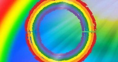 Gökkuşağı arka planında gökkuşağı bayraklarının animasyonu. lgbt hakları ve eşitlik kavramı dijital olarak oluşturulmuş video.