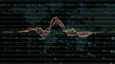 Siyah arkaplan üzerinden finansal veri işleme animasyonu. küresel iş, finans, dijital arayüz ve bağlantılar konsepti dijital olarak oluşturulmuş video.