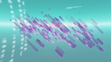 Parlayan ışıkların üzerinde veri işleme animasyonu. bilgisayar, veri işleme ve dijital arayüz konsepti dijital olarak oluşturulmuş video.