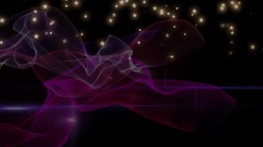 Renkli çizgiler ve hareket eden şekiller üzerinde yıldızların animasyonu. Noel, gelenek, kutlama ve küresel bağlantılar konsepti dijital olarak oluşturulmuş video.