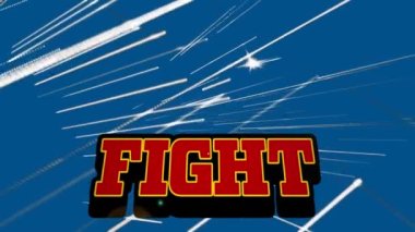 Mavi arka planda beyaz çizgilerle yapılan dövüş animasyonu. oyun, teknoloji ve dijital arayüz kavramı dijital olarak oluşturuldu.