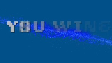 Senin animasyonun mavi arka planda parlak bir şekilde kazandı. oyun, teknoloji ve dijital arayüz kavramı dijital olarak oluşturuldu.