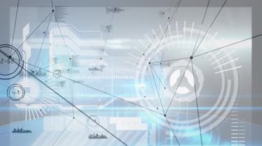 Siyah arka planda bağlantı ağının ve veri işleme ağının animasyonu. küresel iş, bağlantılar ve dijital arayüz konsepti dijital olarak oluşturulmuş video.