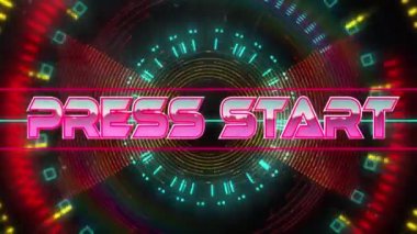 Basın animasyonunun dijital soyut alanda başlaması. bilgisayar, oyunlar ve teknoloji konsepti dijital olarak oluşturuldu.