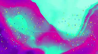 Konfetilerin mor renkten mavi arkaplana düşüşünün animasyonu. parti ve kutlama konsepti dijital olarak oluşturulmuş video. 