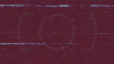 Kırmızı arkaplanda parazit ve tarama animasyonu. küresel veri işleme ve dijital arayüz konsepti dijital olarak oluşturulmuş video.