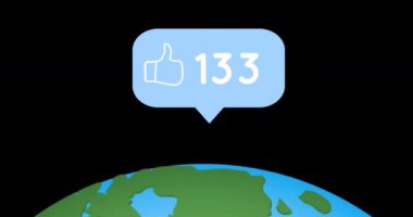 Dünya çapında giderek artan sayıda ikonun animasyonu. küresel ağlar, bağlantılar, sosyal medya ve dijital arayüz konsepti dijital olarak oluşturulmuş video.