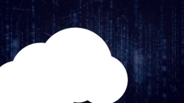 Bulut simgelerinin bağlantı ağı ve veri işleme ağı üzerinden canlandırılması. küresel bağlantılar, teknoloji, veri işleme ve dijital arayüz konsepti dijital olarak oluşturulmuş video.