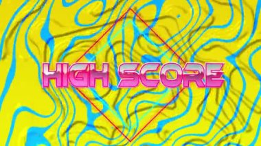 Dijital uzayda yüksek skorun animasyonu. bilgisayar, oyunlar ve teknoloji konsepti dijital olarak oluşturuldu.