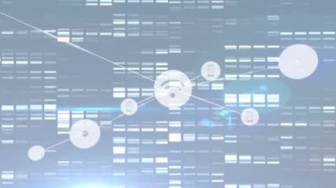 Mavi arkaplan üzerinde kablosuz ağ simgeleriyle bağlantı ağının canlandırılması. küresel bağlantılar, dijital arayüz ve dijital olarak oluşturulmuş video işleme konsepti.