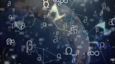 Dünya üzerinde çeşitli veri işleme animasyonları. küresel ağlar, bağlantılar, veri işleme ve dijital arayüz kavramı dijital olarak oluşturulmuş video.