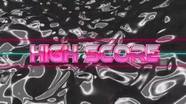 Dijital uzayda yüksek skorun animasyonu. bilgisayar, oyunlar ve teknoloji konsepti dijital olarak oluşturuldu.