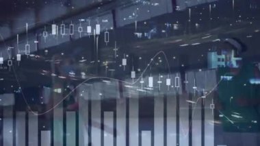 Spor salonundaki çeşitli bayan basketbolcu grupları üzerinden finansal veri işleme animasyonu. spor, bağlantılar ve dijital arayüz konsepti dijital olarak oluşturulmuş video.