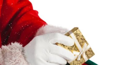 Noel Baba 'nın üzerine yağan kar animasyonu. Noel, gelenek ve kutlama konsepti dijital olarak oluşturuldu.