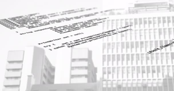 Animación Del Procesamiento Datos Través Del Paisaje Urbano Negocios Globales — Vídeo de stock