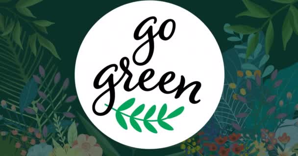 Animation Του Πάει Πράσινο Κύκλο Στο Φόντο Ζούγκλα Περιβάλλον Αειφορία — Αρχείο Βίντεο