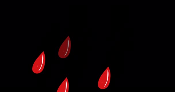 Animation Blood Vampire Black Background Horror Fright Halloween Tradition Celebration — Stock Video