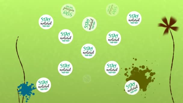 Animation Stay Natural Writings Green Background Environment Sustainability Ecology Renewable — Stock Video