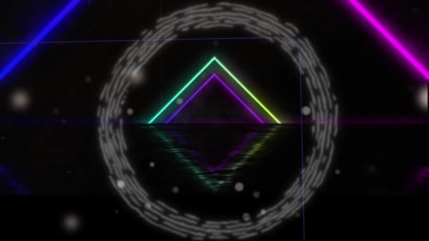 Animace Neonových Tvarů Černém Pozadí Video Hra Zábava Koncepce Digitálního — Stock video