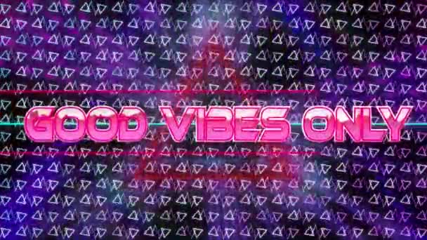 Animation Good Vibes Only Digital Abstract Space Computer Games Technology — Stock Video