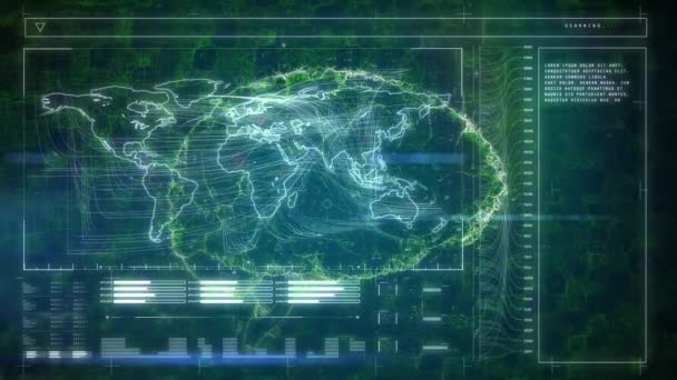Siyah Arka Planda Veri Işleme Üzerine Dijital Insan Beyninin Animasyonu — Stok video