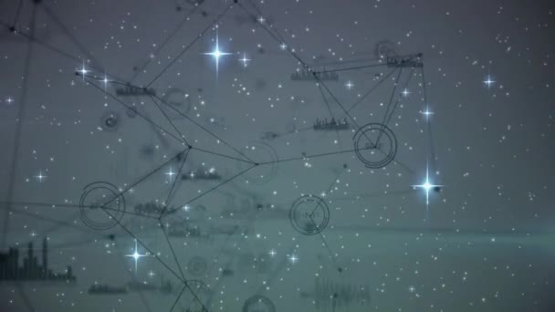 接続とデータ処理のネットワーク上の星のアニメーション クリスマス お祝い グローバル接続のコンセプトデジタルで生成されたビデオ — ストック動画
