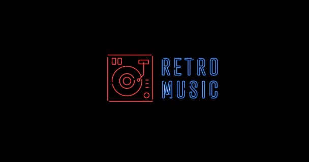 Animation Retro Music Text Black Background Party Music Entertainment Concept — Stock Video