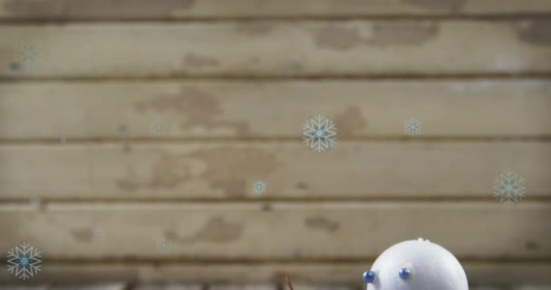 Κινούμενα Σχέδια Χιονιού Που Πέφτουν Πάνω Από Χιονάνθρωπους Χριστούγεννα Χριστούγεννα — Αρχείο Βίντεο
